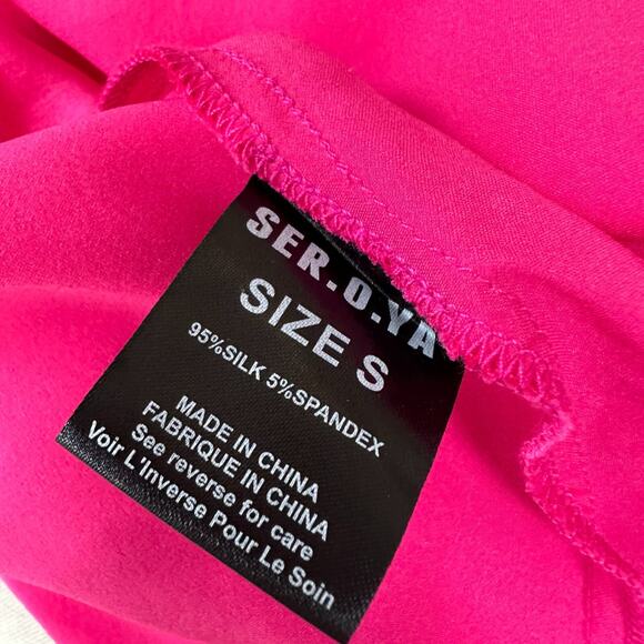 SER.O.YA Leah Silk Slip Dress Pink Mini Deep V Open Back Party Stretch Small NWT - Picture 13 of 14